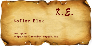 Kofler Elek névjegykártya