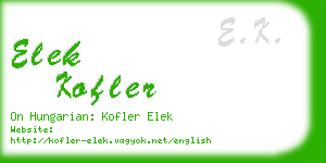 elek kofler business card